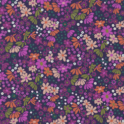 Algodón estampado MARIA Violeta / Naranja